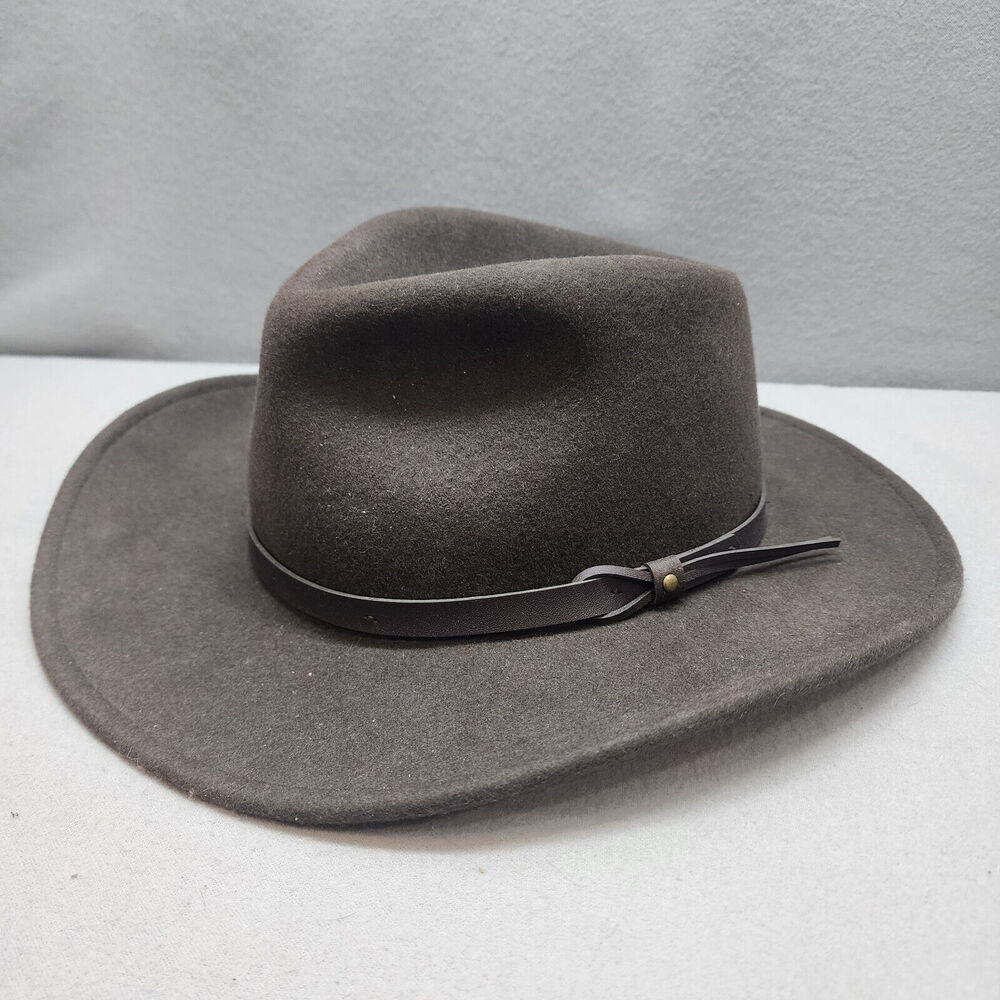 DPC Dorfman Pacific USA Black 100% Wool‎ Felt Western Cowboy Men's Hat Sz L